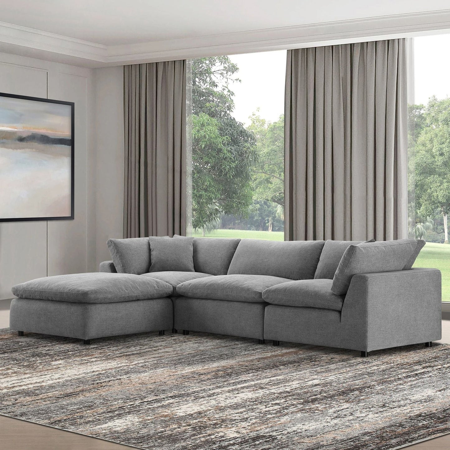 Fold Three Seater with Ottoman
