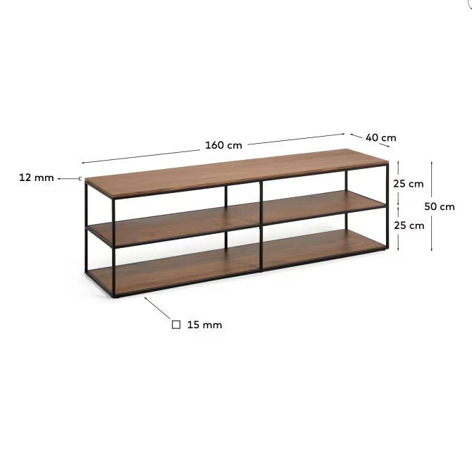 Fold TV stand with a walnut veneer and painted metal structure, 160 x 40 cm FCT6-WN