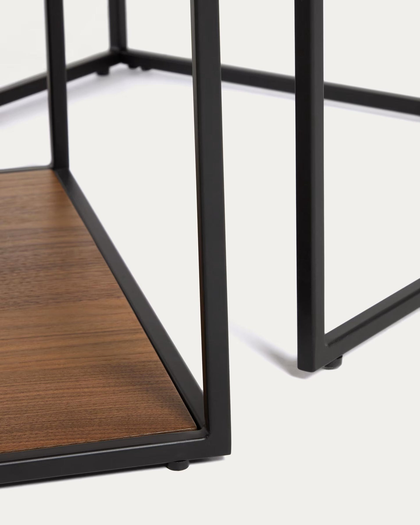 Fold set of 2 nesting coffee tables with walnut veneer and painted metal structure FCT3-BB