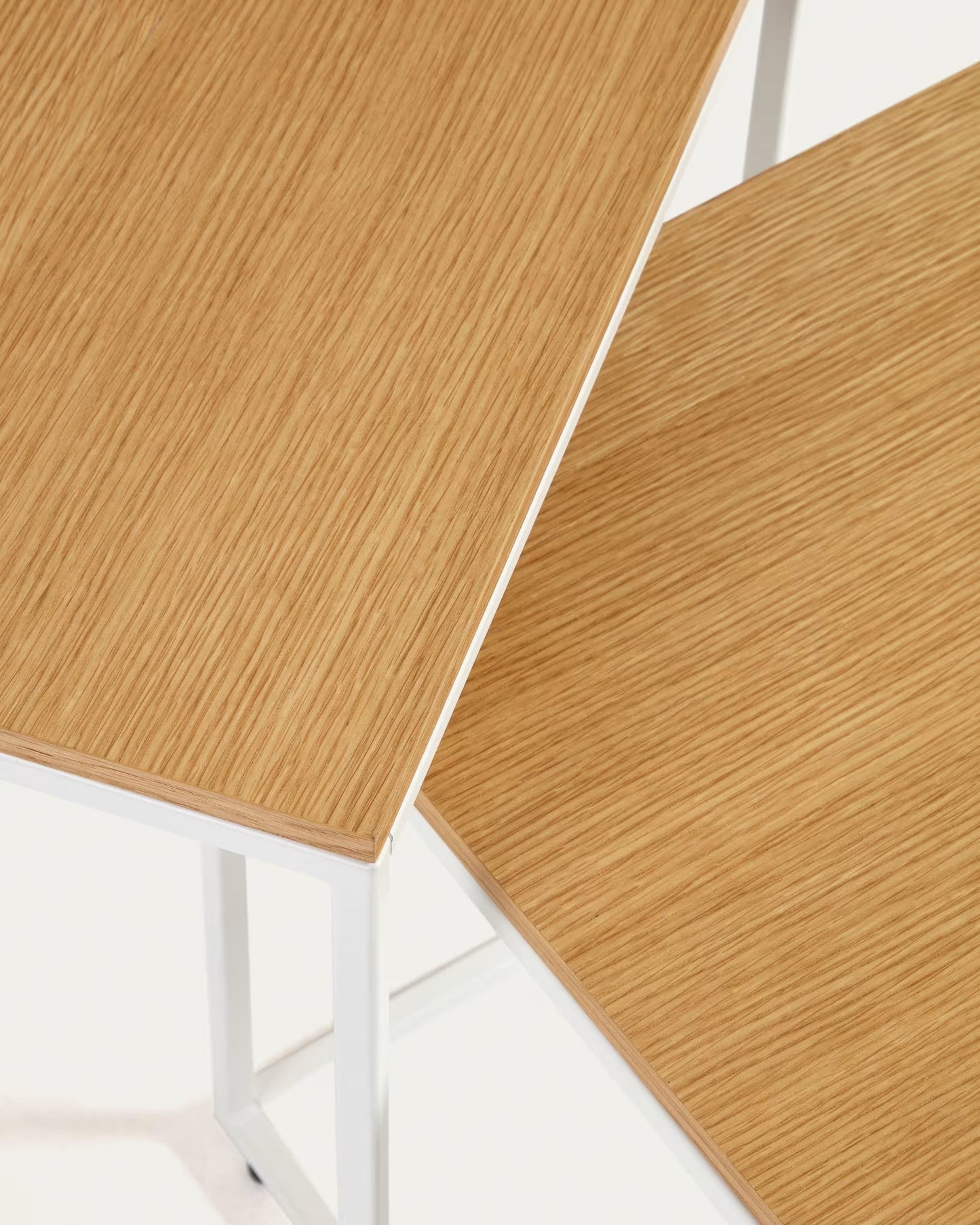 Fold set of 2 nesting side tables with oak wood veneer and painted metal structure FCT4-WN