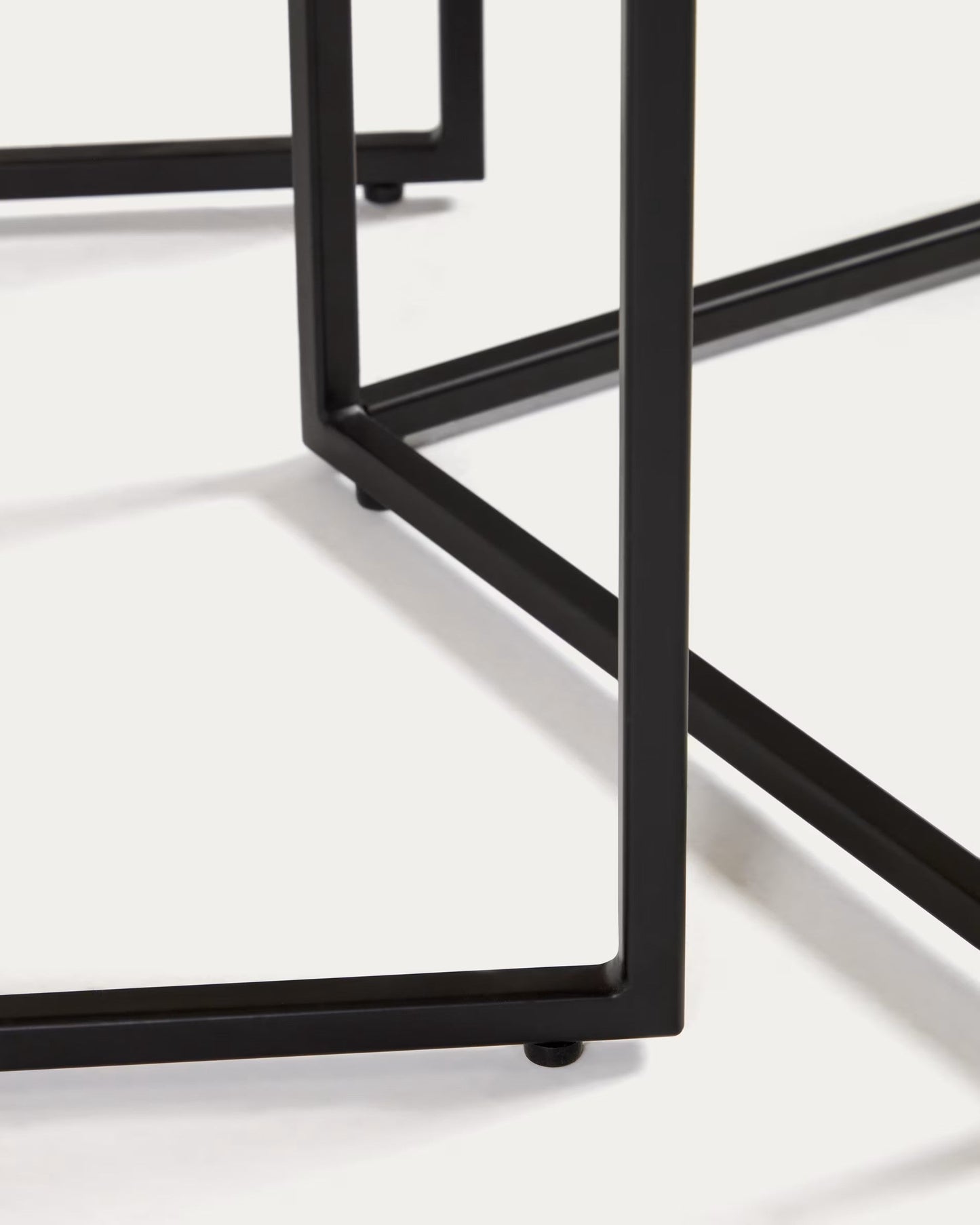 Fold set of 2 nesting side tables with oak wood veneer and painted metal structure FCT4-BN