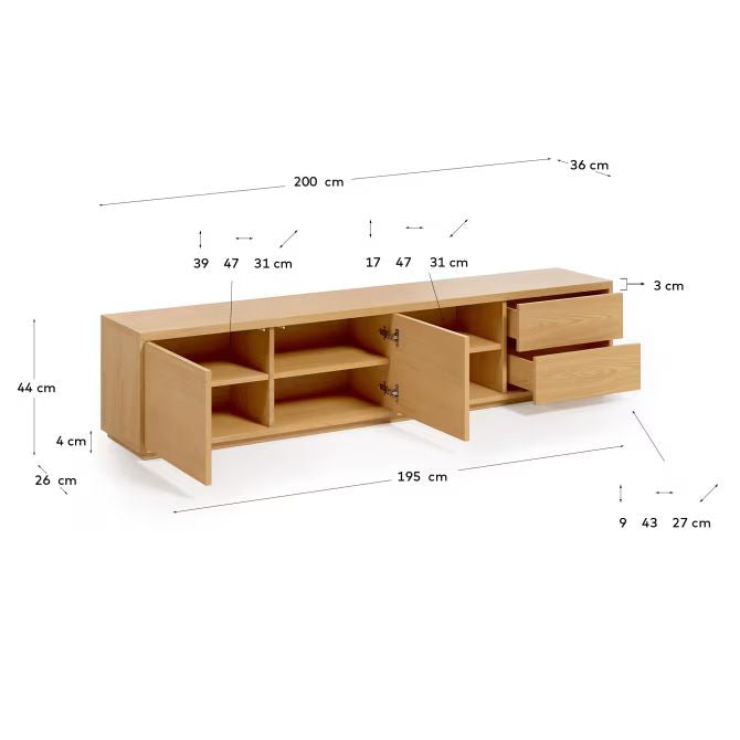 Loom Tv Unit 200 cm x 44 cm (White)