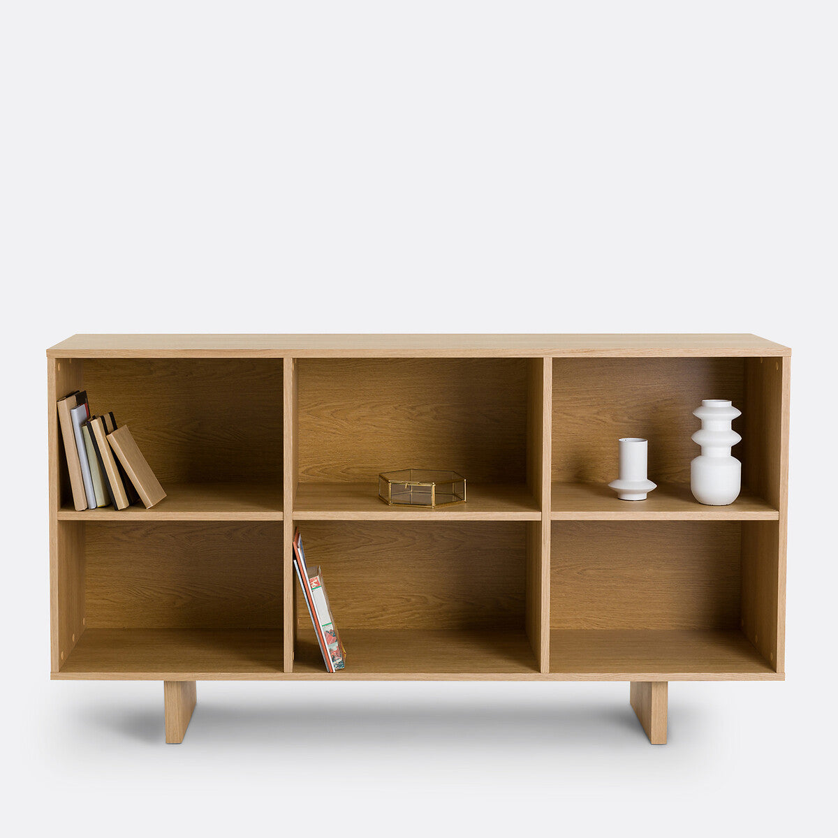 Metro Low Oak Veneered Bookcase