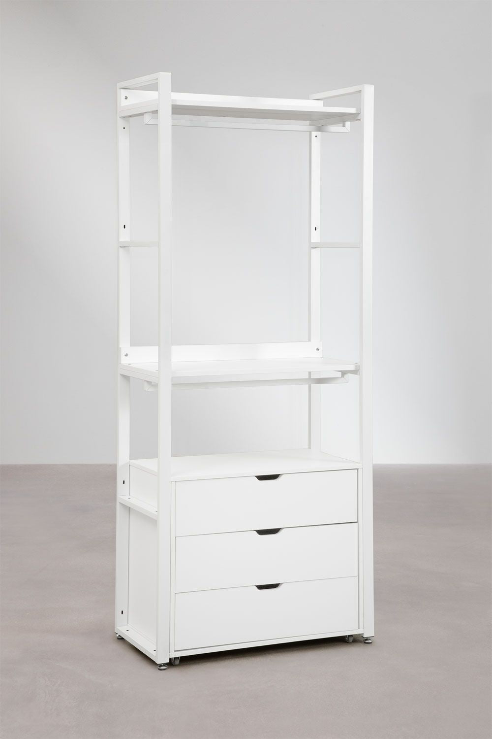 Urban Open Modular Wardrobe 2-Piece with Drawers and Shelving in Steel and Wood-USR10