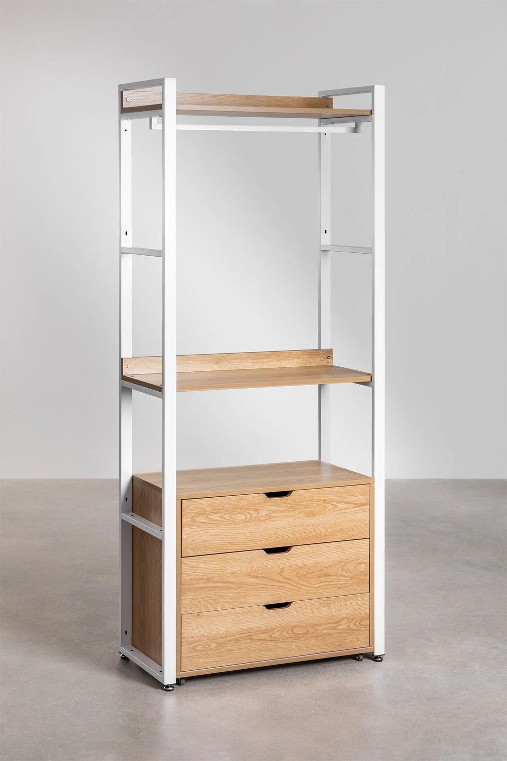 Urban Open Modular Wardrobe 2-Piece with Drawers and Shelving in Steel and Wood-USR10