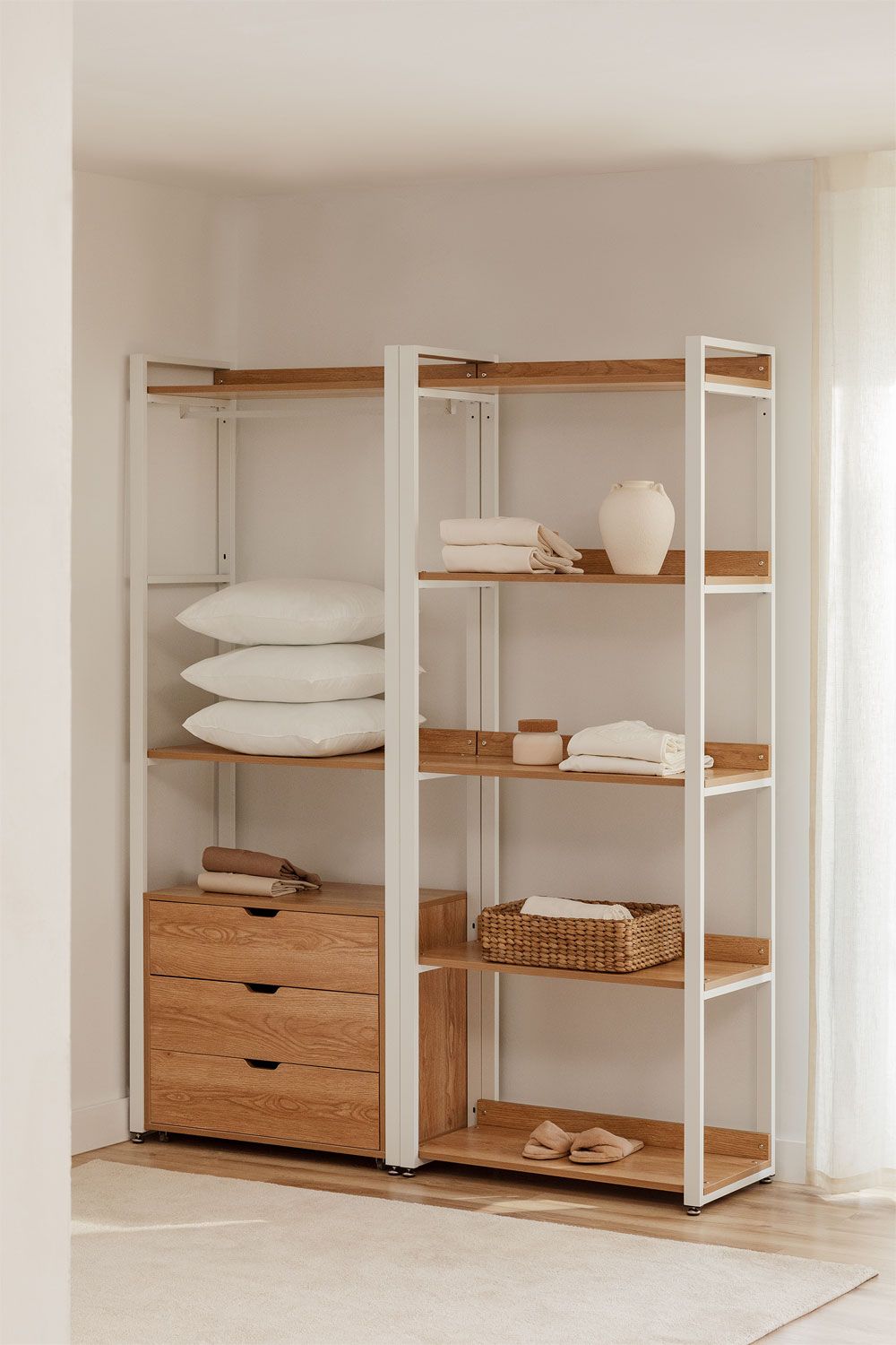 Urban Open Modular Wardrobe 2-Piece with Drawers and Shelving in Steel and Wood-USR10