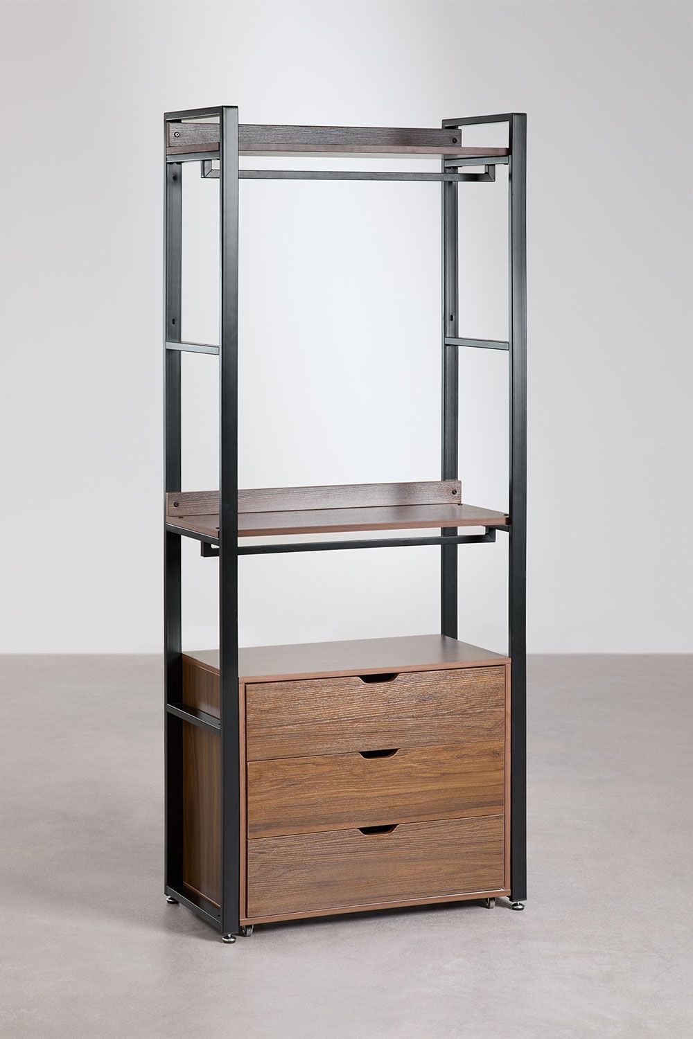 Urban Open Modular Wardrobe 2-Piece with Drawers and Shelving in Steel and Wood-USR10