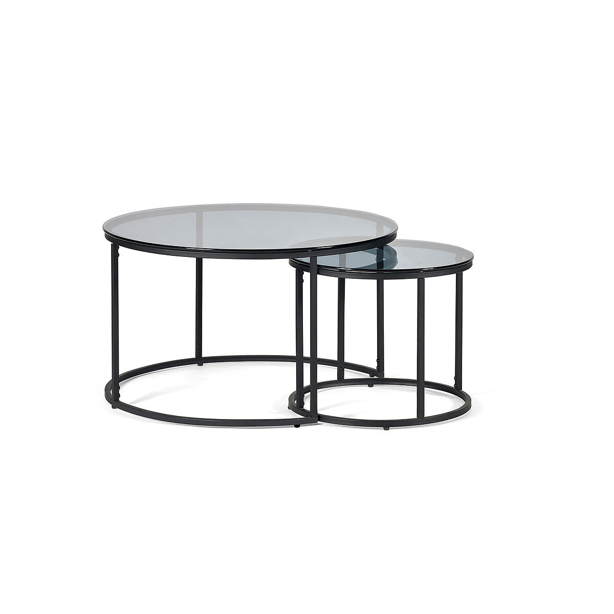 Drift Smoked Glass Round Coffee Table Nest (Set of 2)-DCT4