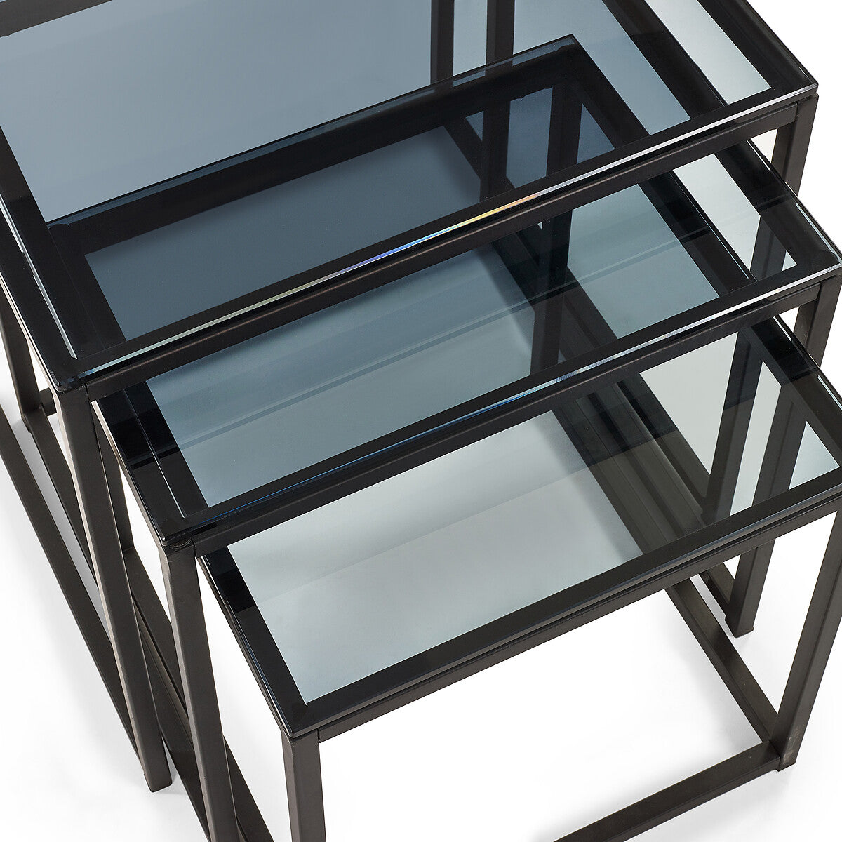 Drift Smoked Glass Side Table Nest (Set of 3)-DST5