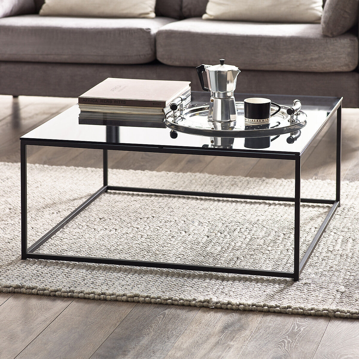 Drift Square Smoked Glass Coffee Table-DCT3