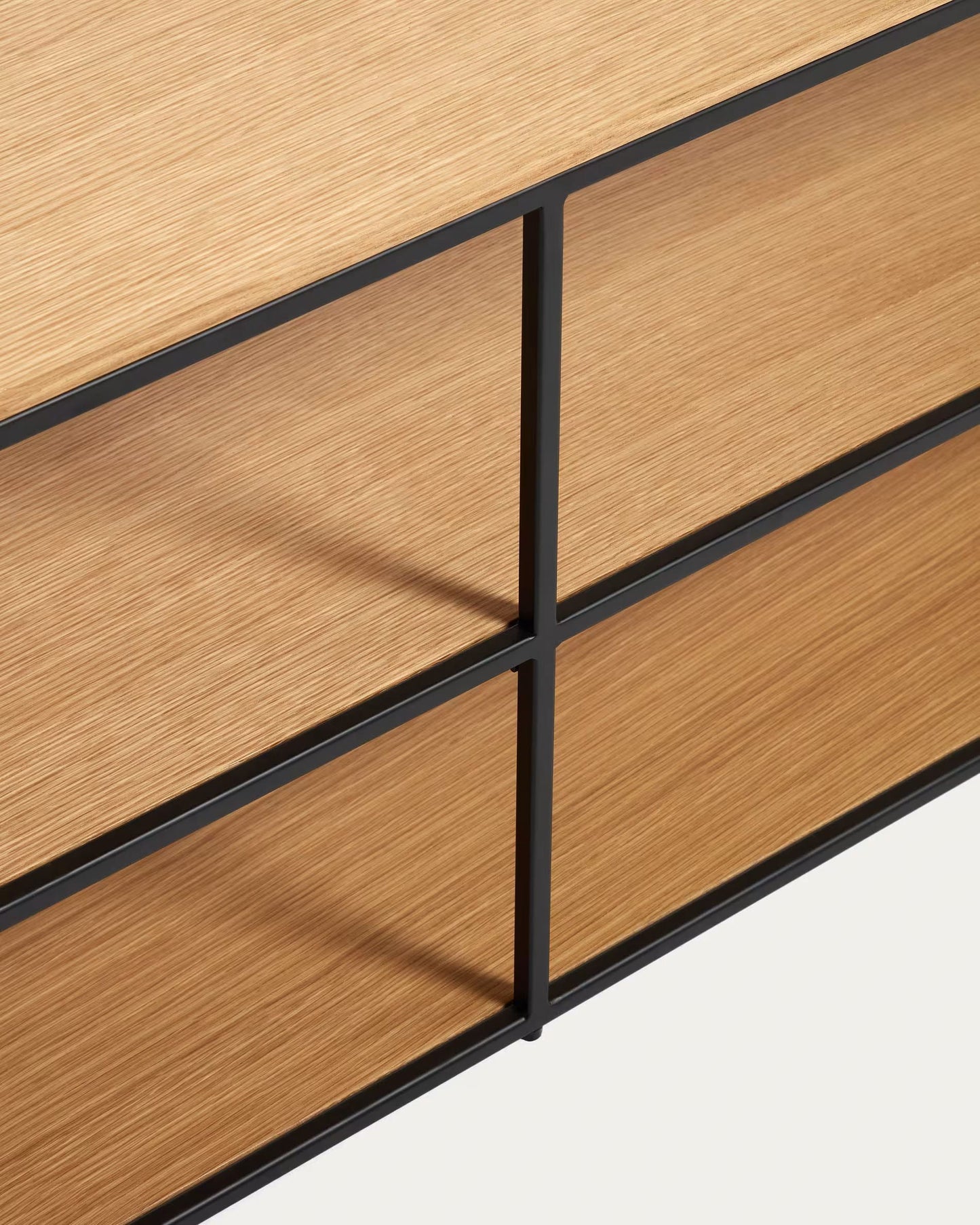 Fold TV stand with a walnut veneer and painted metal structure, 160 x 40 cm FCT6-BN