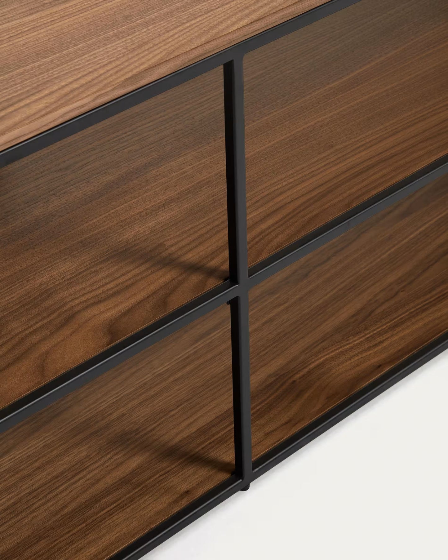 Fold TV stand with a walnut veneer and painted metal structure, 160 x 40 cm FCT6-BB