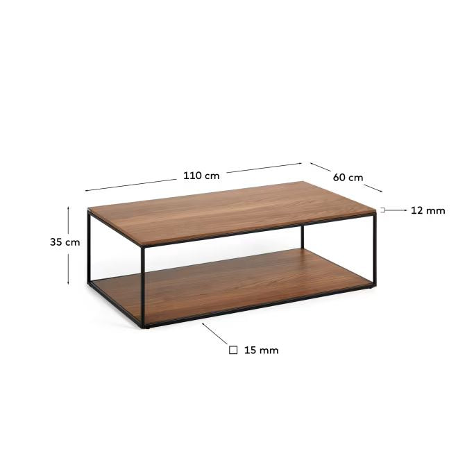 Fold coffee table with oak walnut veneer and paintedmetal structure, 110 x 60 cm FCT1-WN