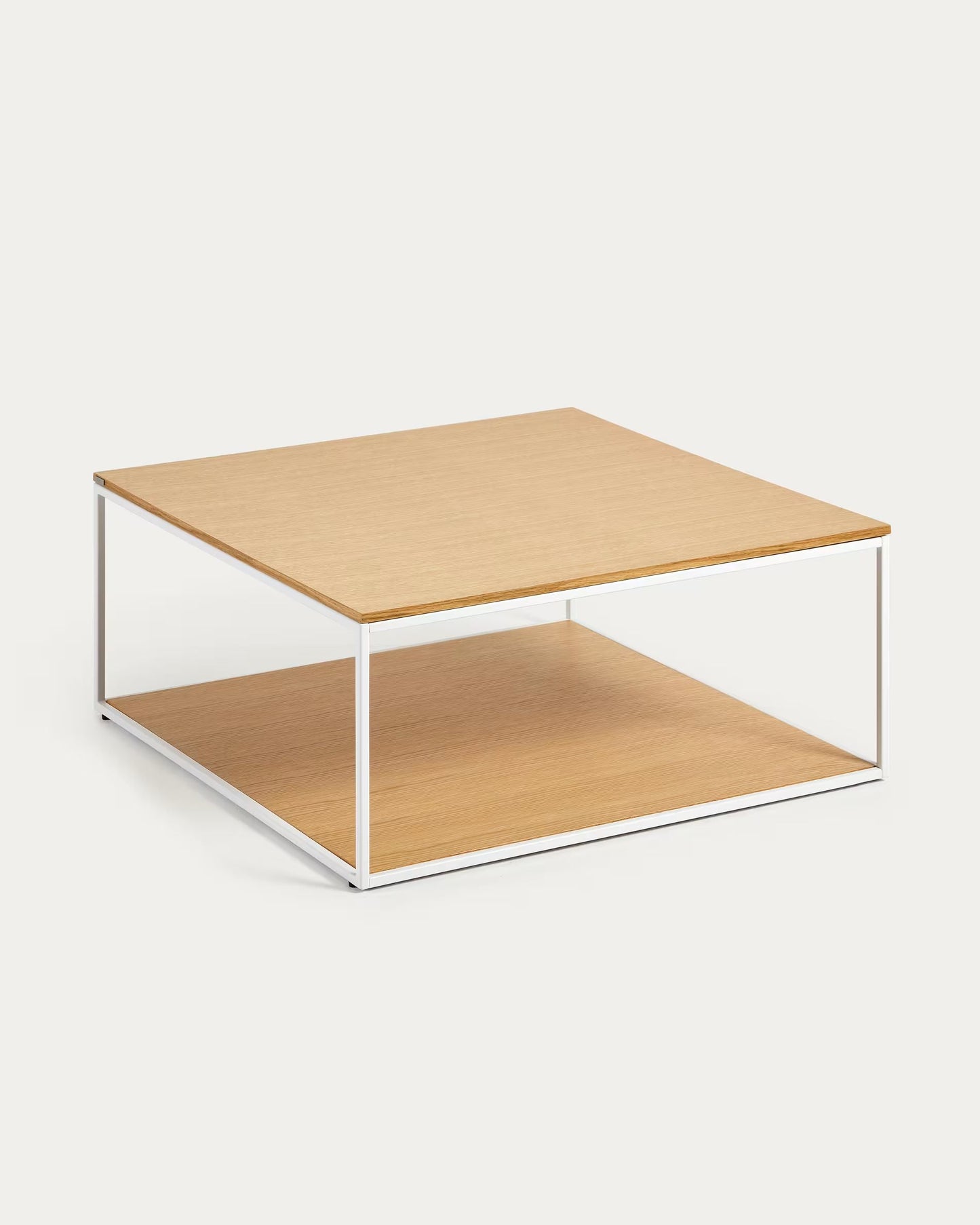 Fold coffee table with wood veneer and painted metal structure, 80 x 80 cm FCT2-WN
