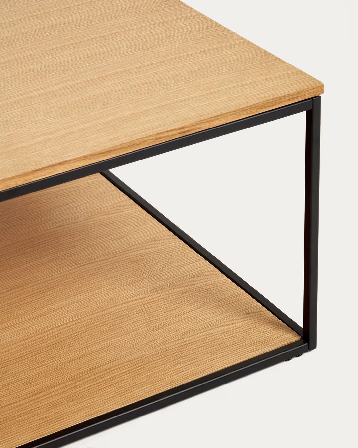 Fold coffee table with wood veneer and painted metal structure, 80 x 80 cm FCT2-BN