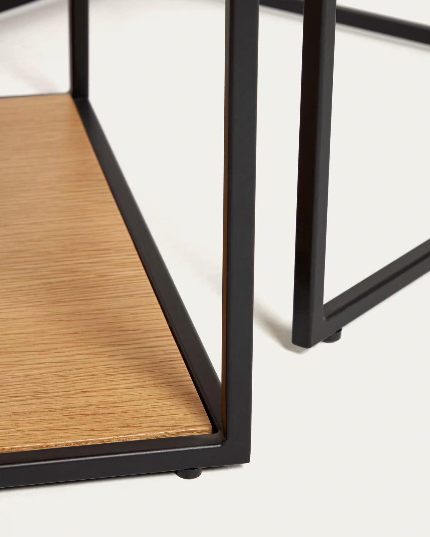 Fold set of 2 nesting coffee tables with walnut veneer and painted metal structure FCT3-BN