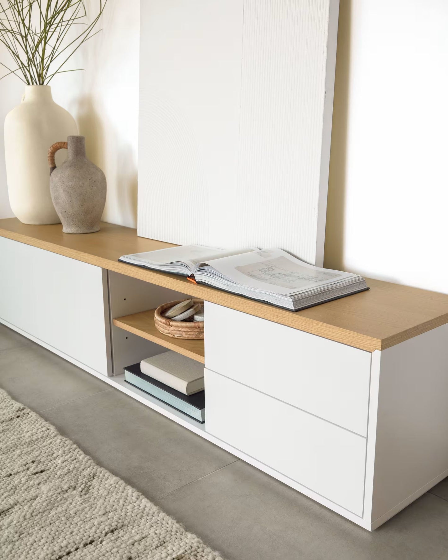 Loom Tv Unit 200 cm x 44 cm (White)