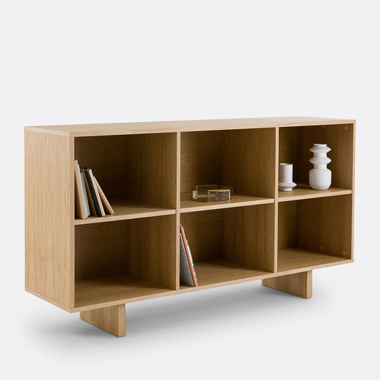 Metro Low Oak Veneered Bookcase