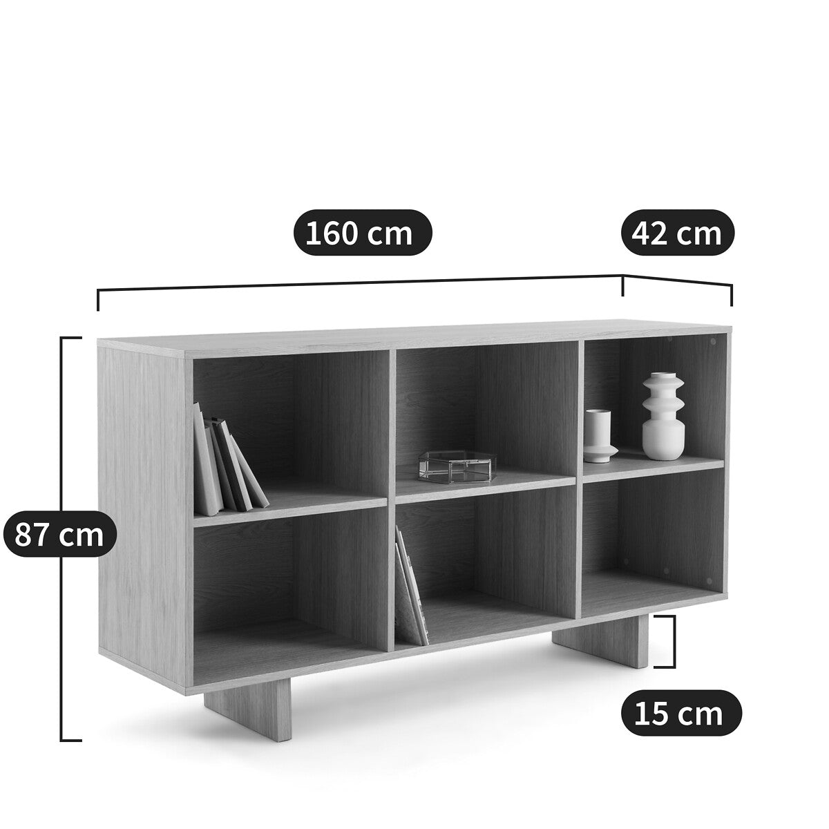 Metro Low Oak Veneered Bookcase