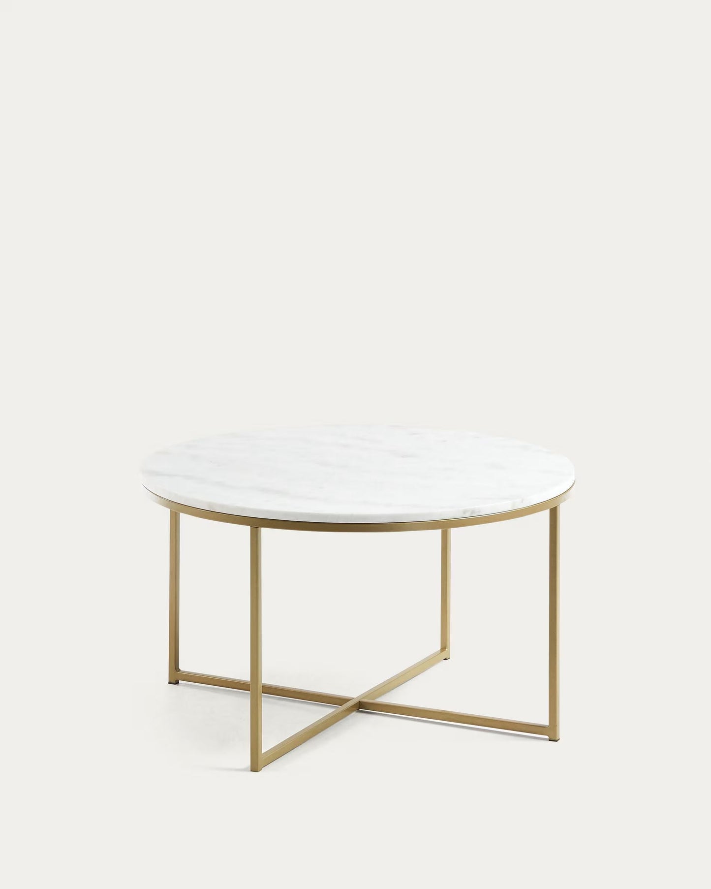 Metro coffee table in white marble and golden steel legs Ø 80 cm-MC3