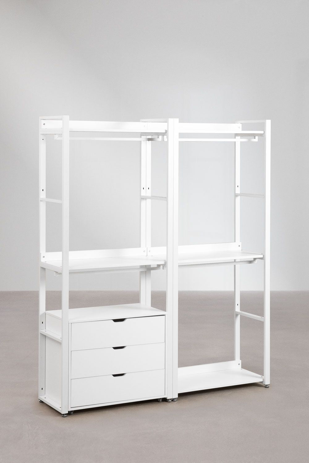 Urban Open Modular Wardrobe 2-Piece with Steel and Wood Drawers-USR8
