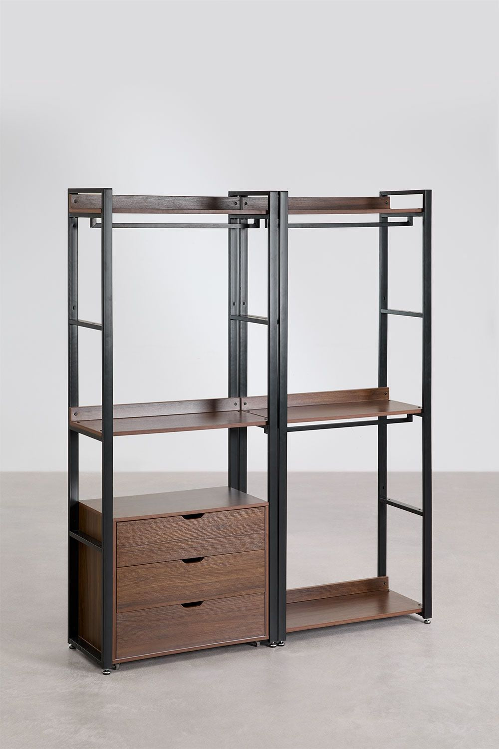 Urban Open Modular Wardrobe 2-Piece with Steel and Wood Drawers-USR8