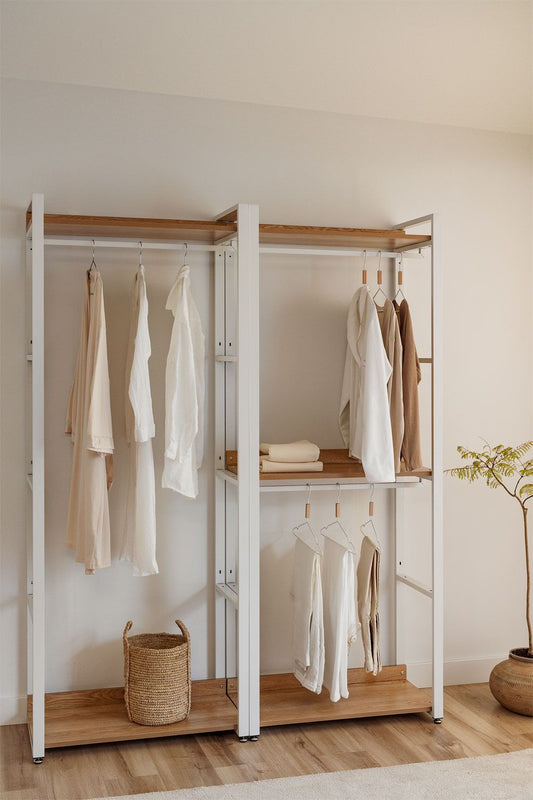 Urban Open Modular Wardrobe 2-Piece with Steel and Wood Rack-USR6